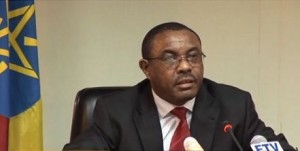 Ethiopian Prime Minister Hailemariam Desalegn speaking to the press