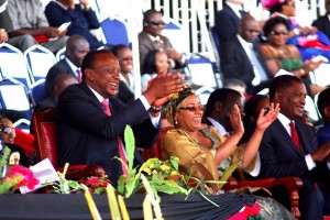 President Uhuru Kenyatta and First lady Margaret Kenyatta at the Mashujaa day celebrations