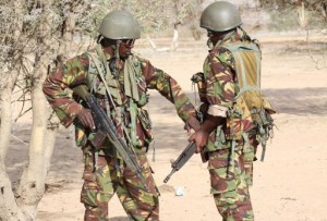 Kenyan Soldiers Guard Checkpoint Near Somalia border