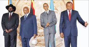 President Uhuru Kenyatta, Paul Kagame of Rwanda, Uganda’s Yoweri Museveni and Salva Kiir of South Sudan