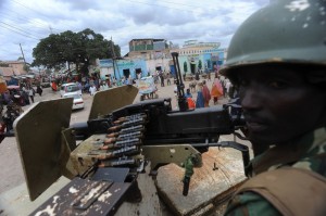 African Union soldiers from Burundi patr