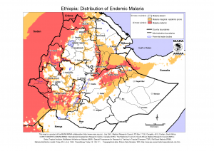 Map of Endemic Malaria in Ethiopia
