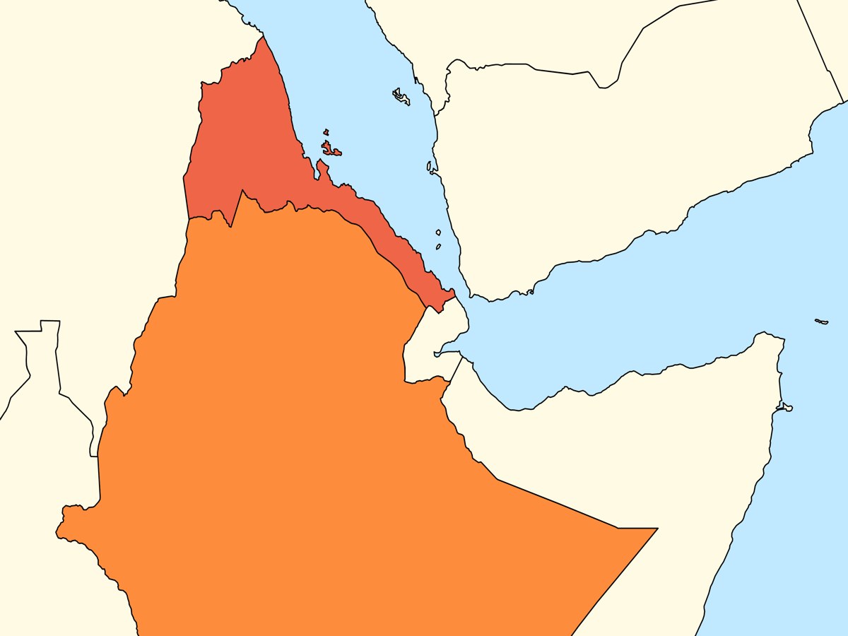 Map of Ethiopia and Eritrea