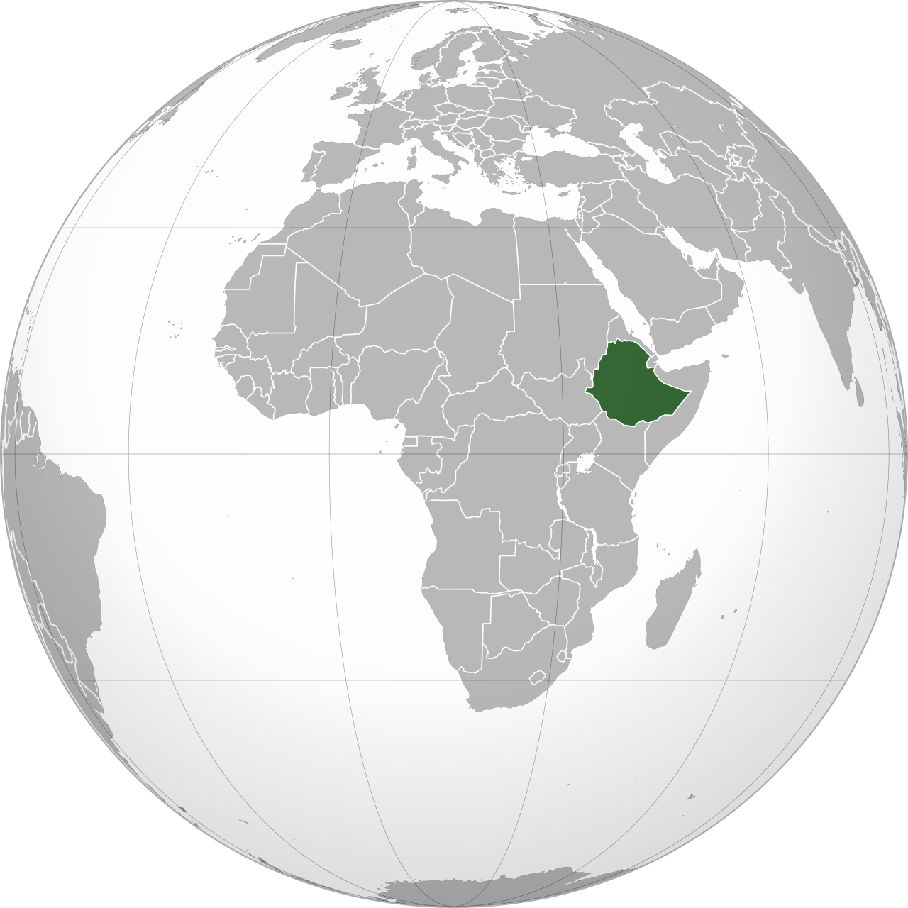 Map showing Ethiopia within Africa