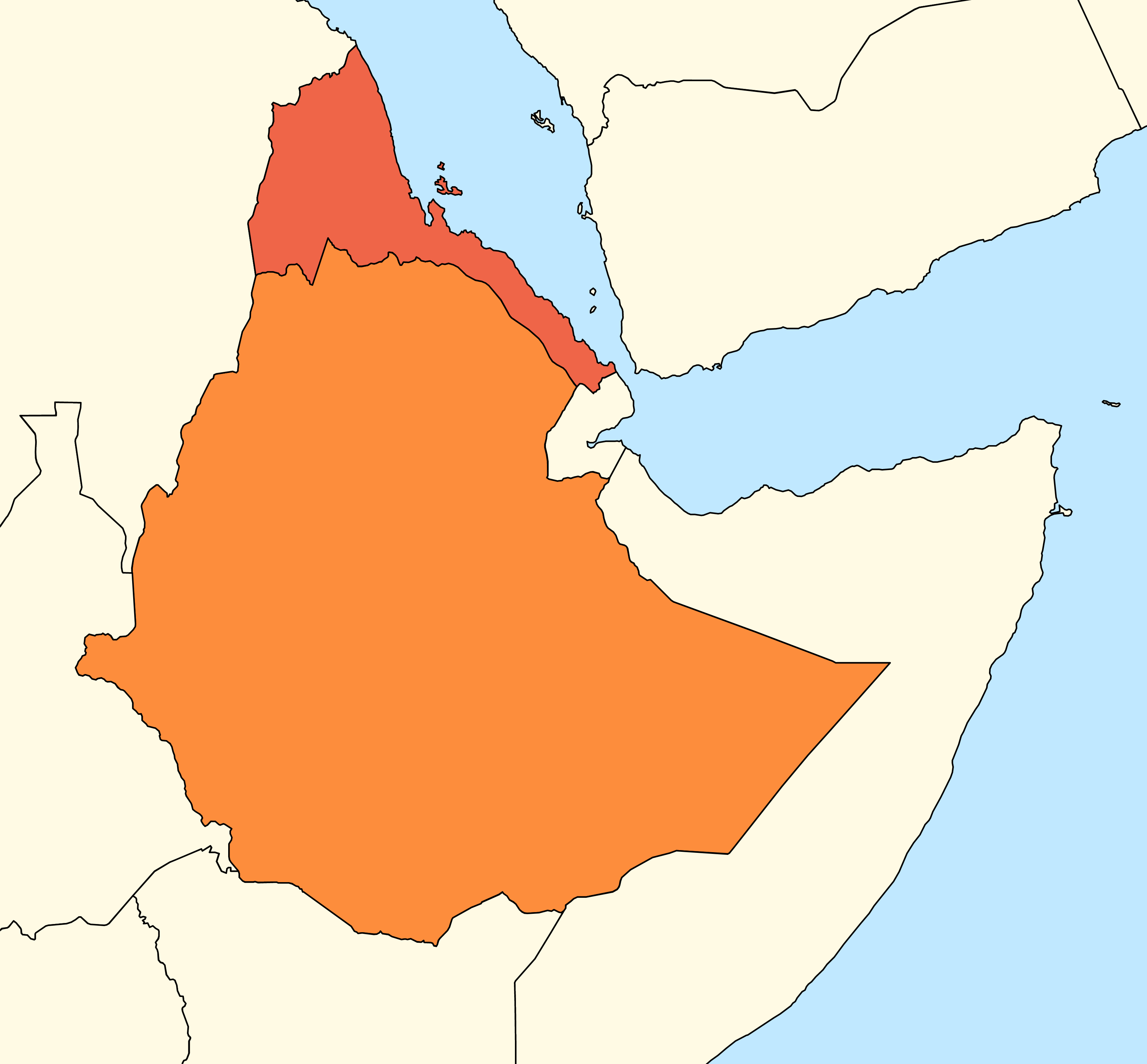 Northern Ethiopia borderlands map including areas near Tigray