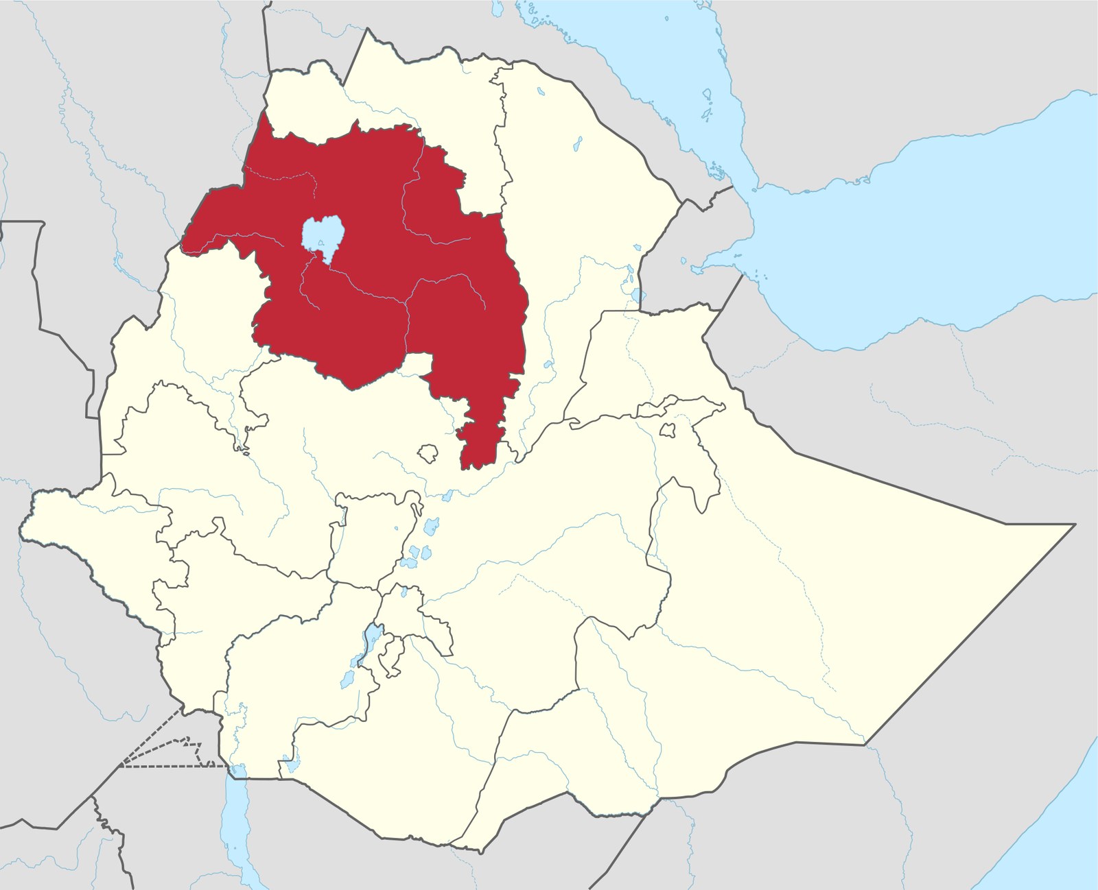 Map showing the Amhara Region in Ethiopia