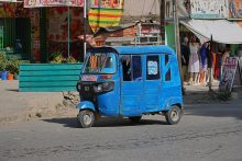 A bajaj rickshaw on Alula Street in Mekelle, Tigray