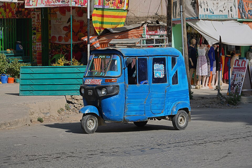 A bajaj rickshaw on Alula Street in Mekelle, Tigray